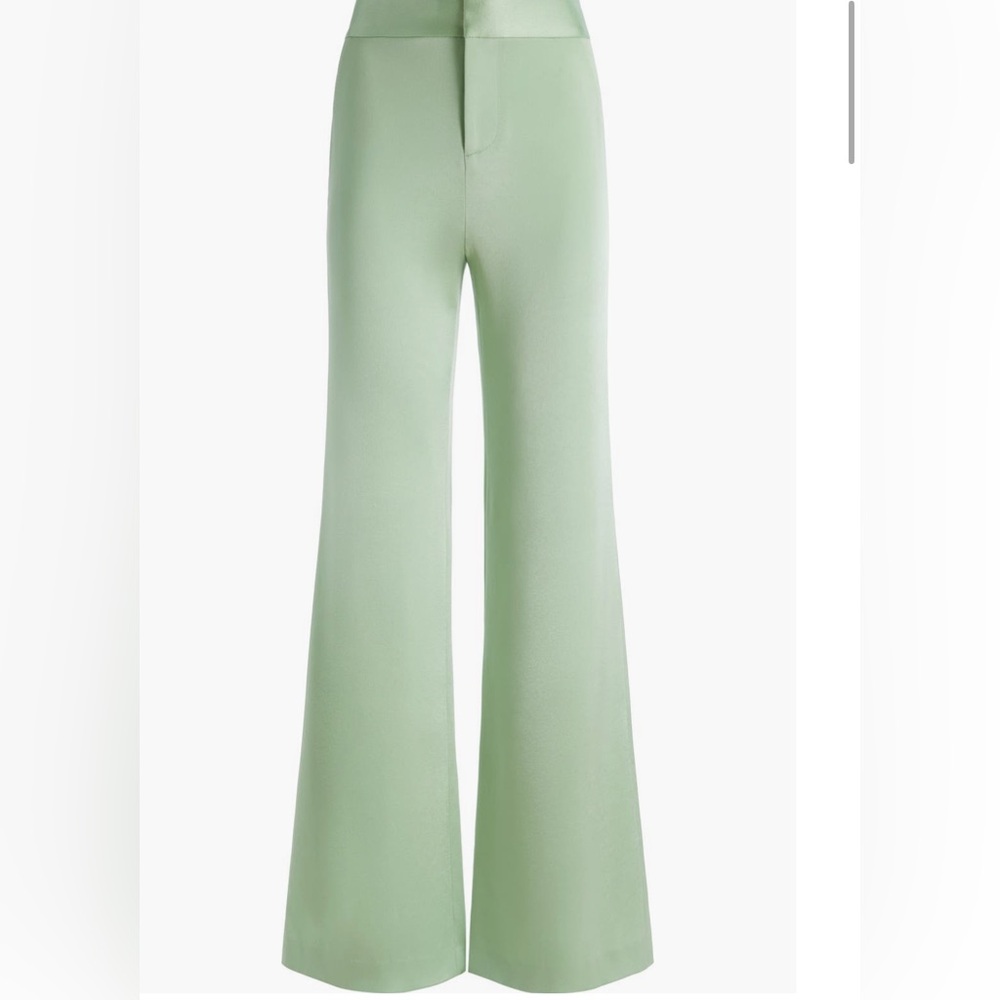 Alice + Olivia Deanna Stretch Cotton Satin
Bootcut Pants Color Green Tea size 14 - Picture 2 of 13